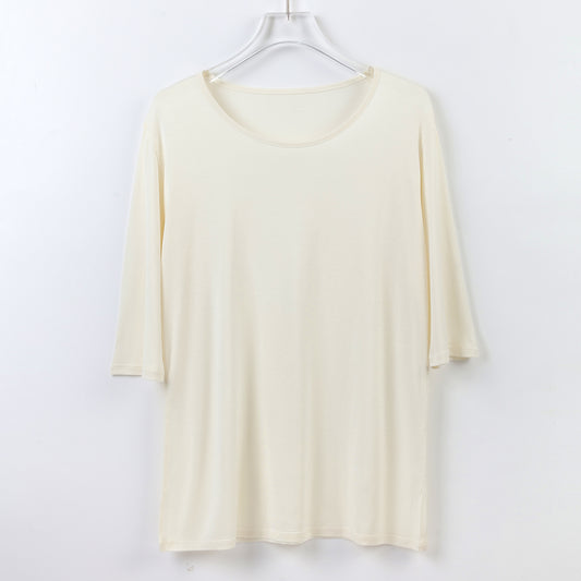 105gsm Women Knit Spun Silk T-shirt