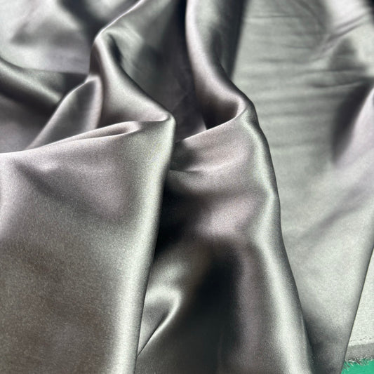 16 Momme Charcoal Silk Satin Crepe 140cm Width